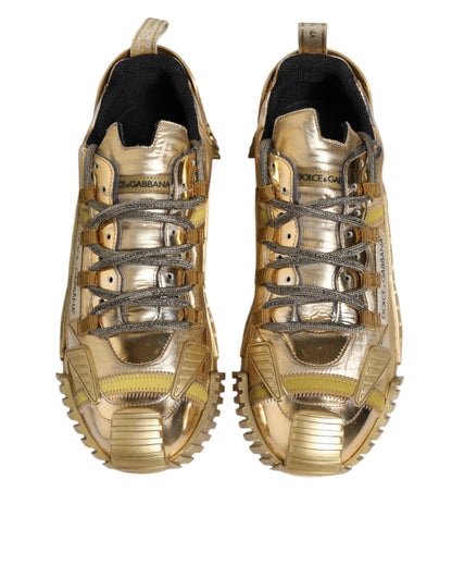 Dolce &amp; Gabbana – Goldene, elastische Schnürschuhe NS1