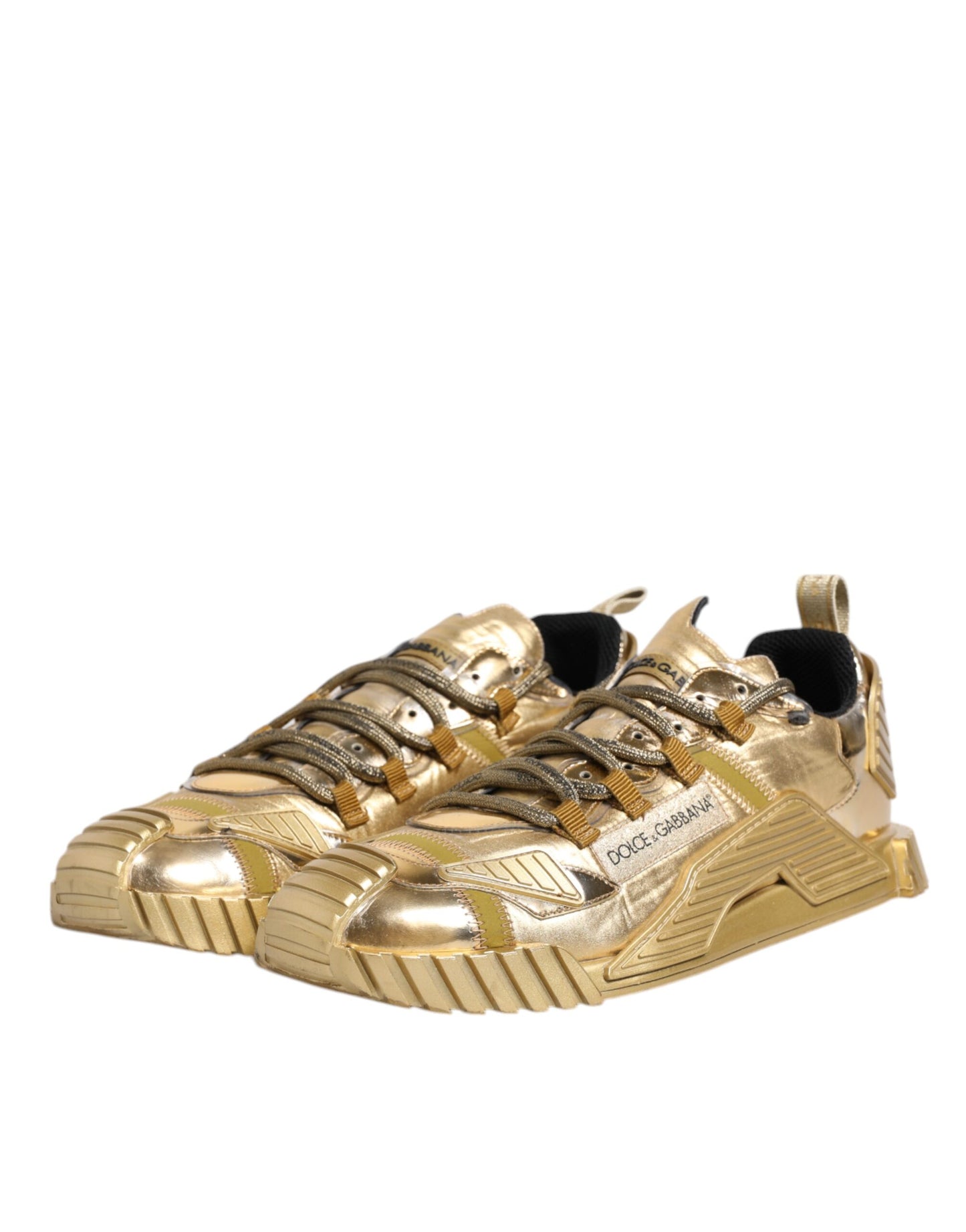 Dolce &amp; Gabbana – Goldene, elastische Schnürschuhe NS1