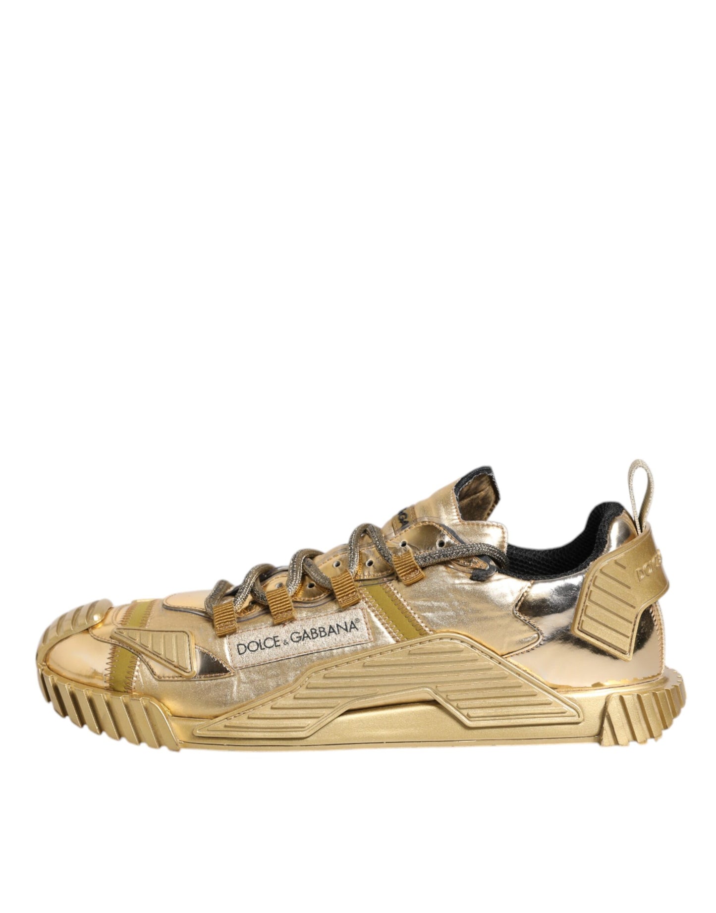 Dolce &amp; Gabbana – Goldene, elastische Schnürschuhe NS1
