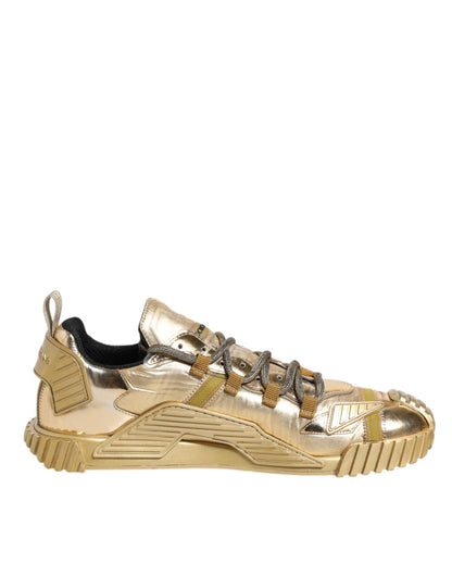 Dolce &amp; Gabbana – Goldene, elastische Schnürschuhe NS1