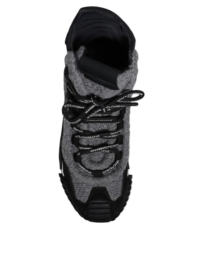 Dolce &amp; Gabbana Grau Schwarz NS1 High Top Stiefel Sneakers Schuhe