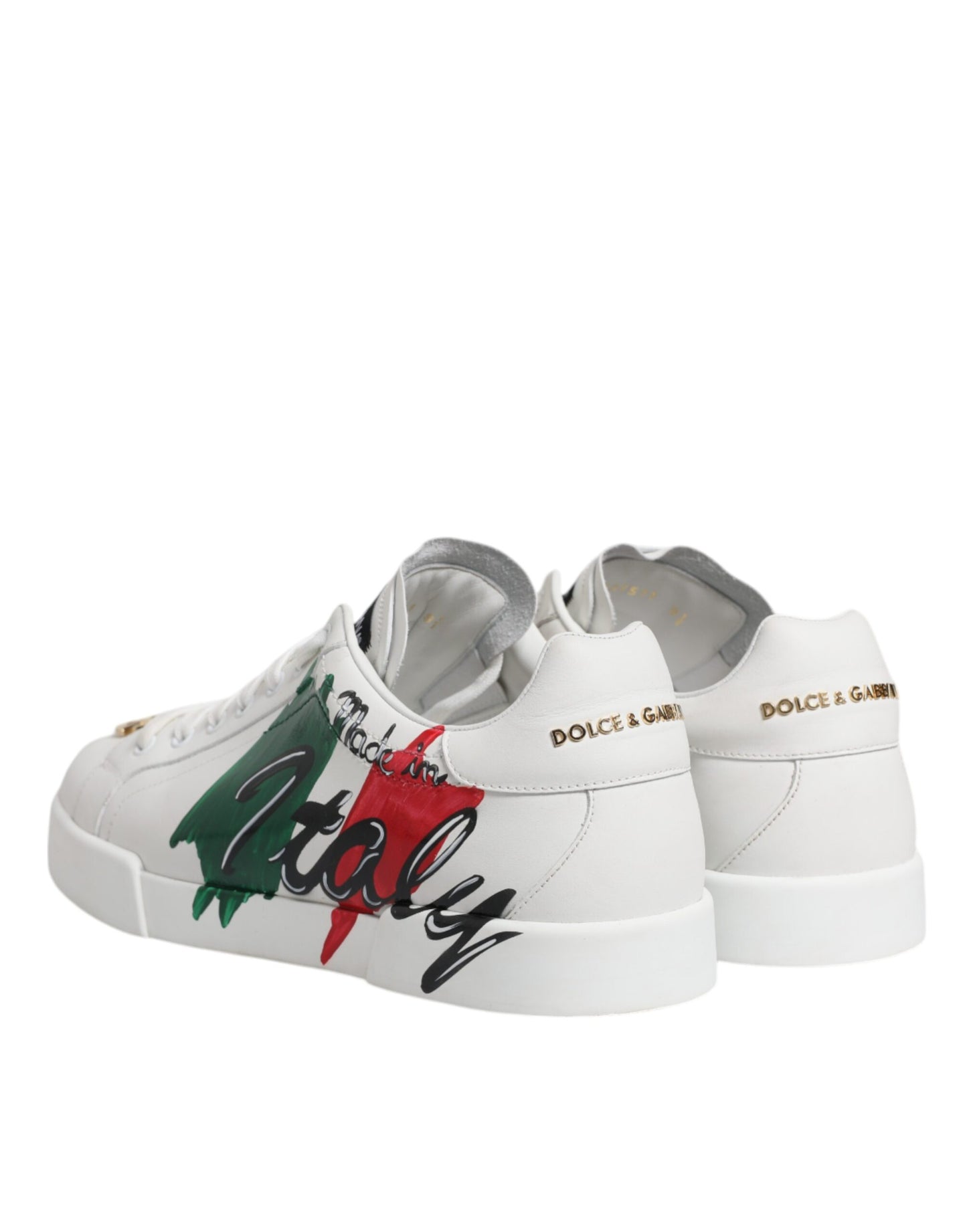 Dolce &amp; Gabbana Weiße Portofino Made In Italy Print Sneakers Schuhe