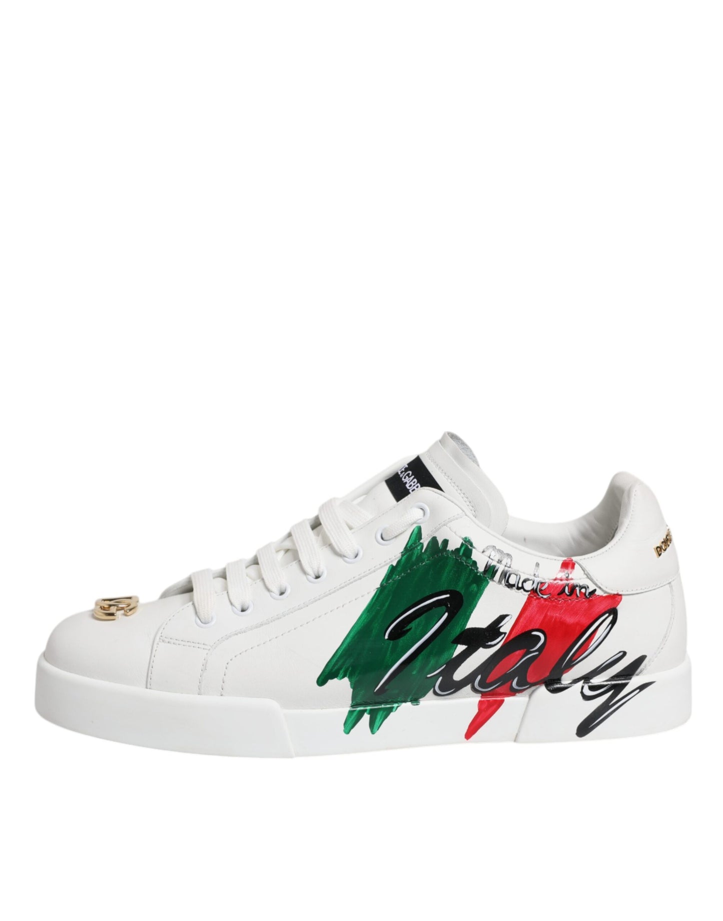 Dolce &amp; Gabbana Weiße Portofino Made In Italy Print Sneakers Schuhe