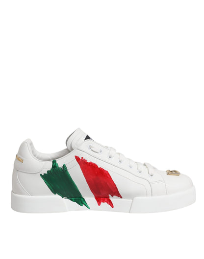 Dolce &amp; Gabbana Weiße Portofino Made In Italy Print Sneakers Schuhe