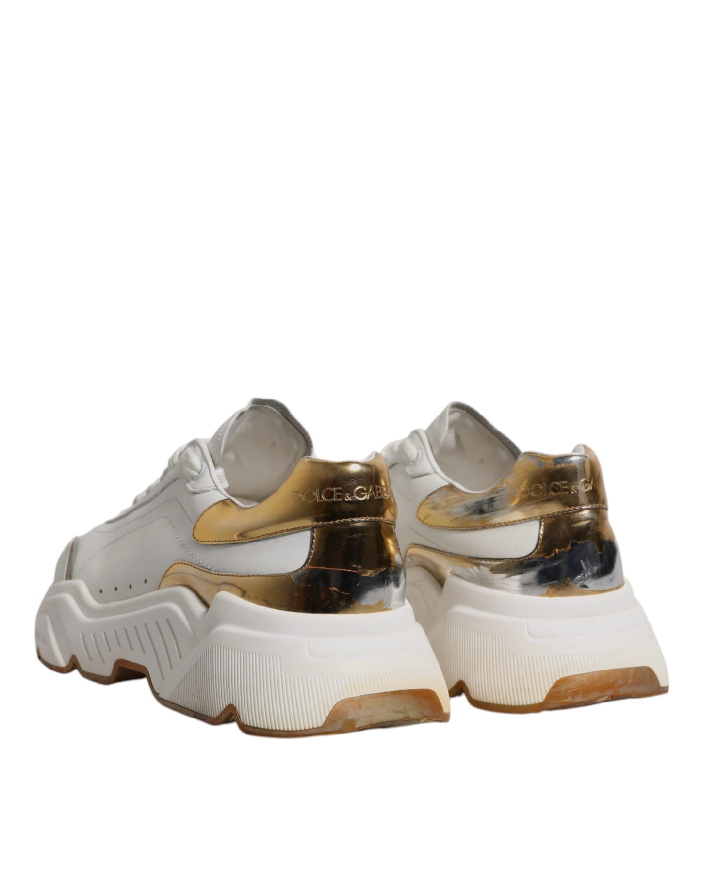 Dolce &amp; Gabbana – Daymaster – Sneaker aus Leder in Weißgold