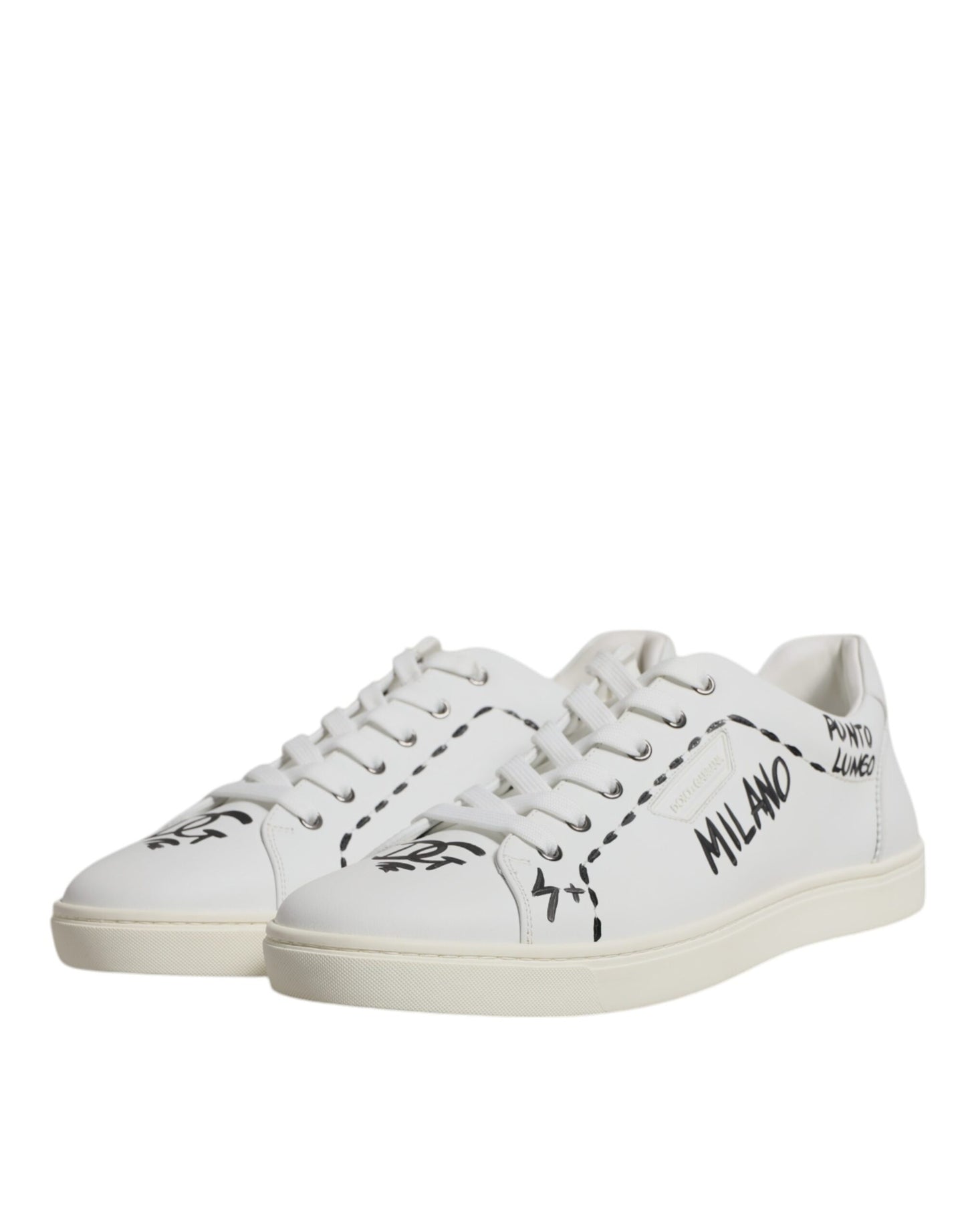 Dolce &amp; Gabbana Weiße Leder Milano Low Top Sneakers Schuhe
