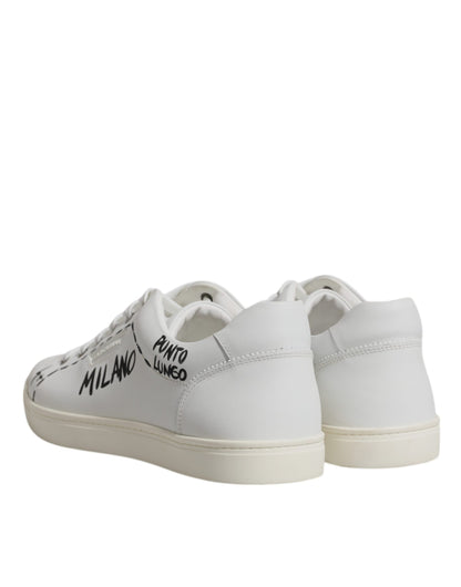 Dolce &amp; Gabbana Weiße Leder Milano Low Top Sneakers Schuhe