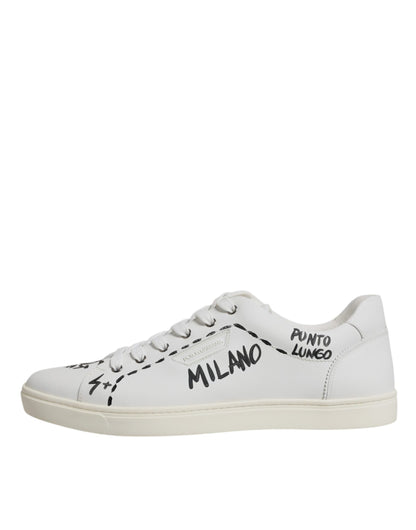 Dolce &amp; Gabbana Weiße Leder Milano Low Top Sneakers Schuhe