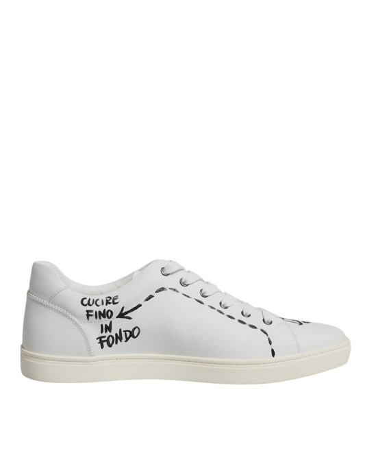 Dolce &amp; Gabbana Weiße Leder Milano Low Top Sneakers Schuhe