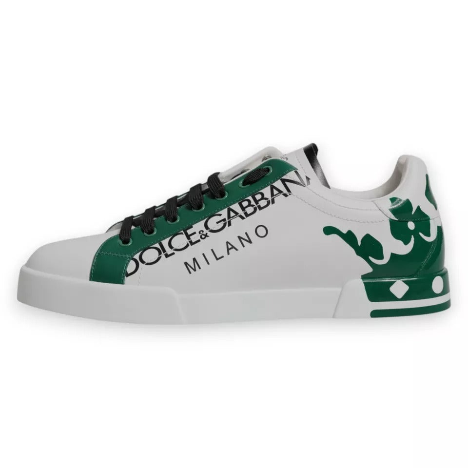 Dolce &amp; Gabbana Weiß Grün Leder Crown Milano Sneakers Schuhe