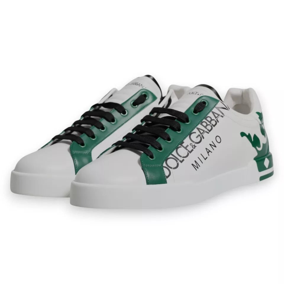 Dolce &amp; Gabbana Weiß Grün Leder Crown Milano Sneakers Schuhe
