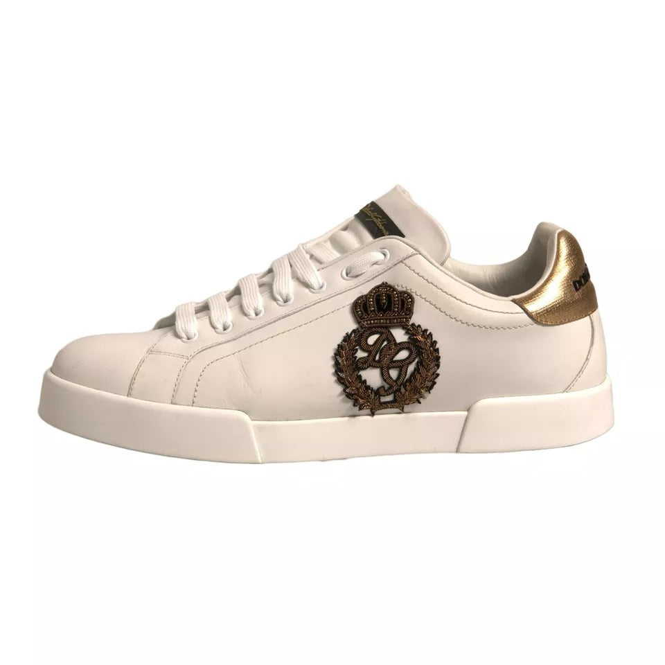 Dolce &amp; Gabbana – Portofino-Sneakers mit Kronen-Patch in Weiß