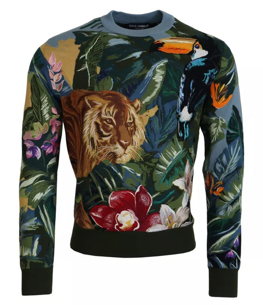 Dolce &amp; Gabbana Jungle Woll-Seidenpullover Logopullover