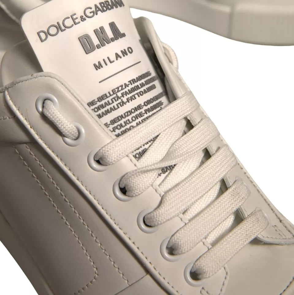 Dolce &amp; Gabbana Weiße Miami Leder Low Top Sneakers Schuhe