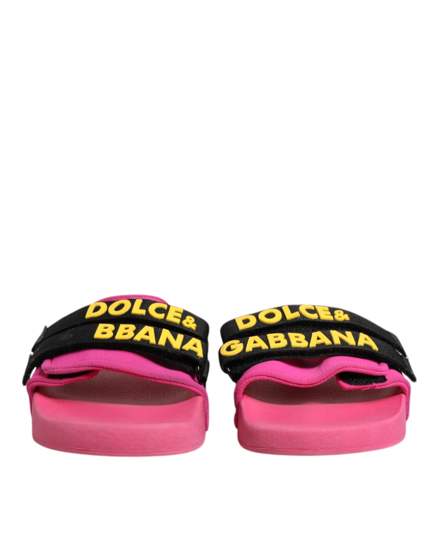 Dolce &amp; Gabbana – Fuchsiafarbene Neopren-Slides, flache Strandschuhe