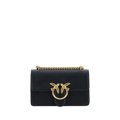 PINKO Black Calf Leather Bos Taurus Shoulder Bag
