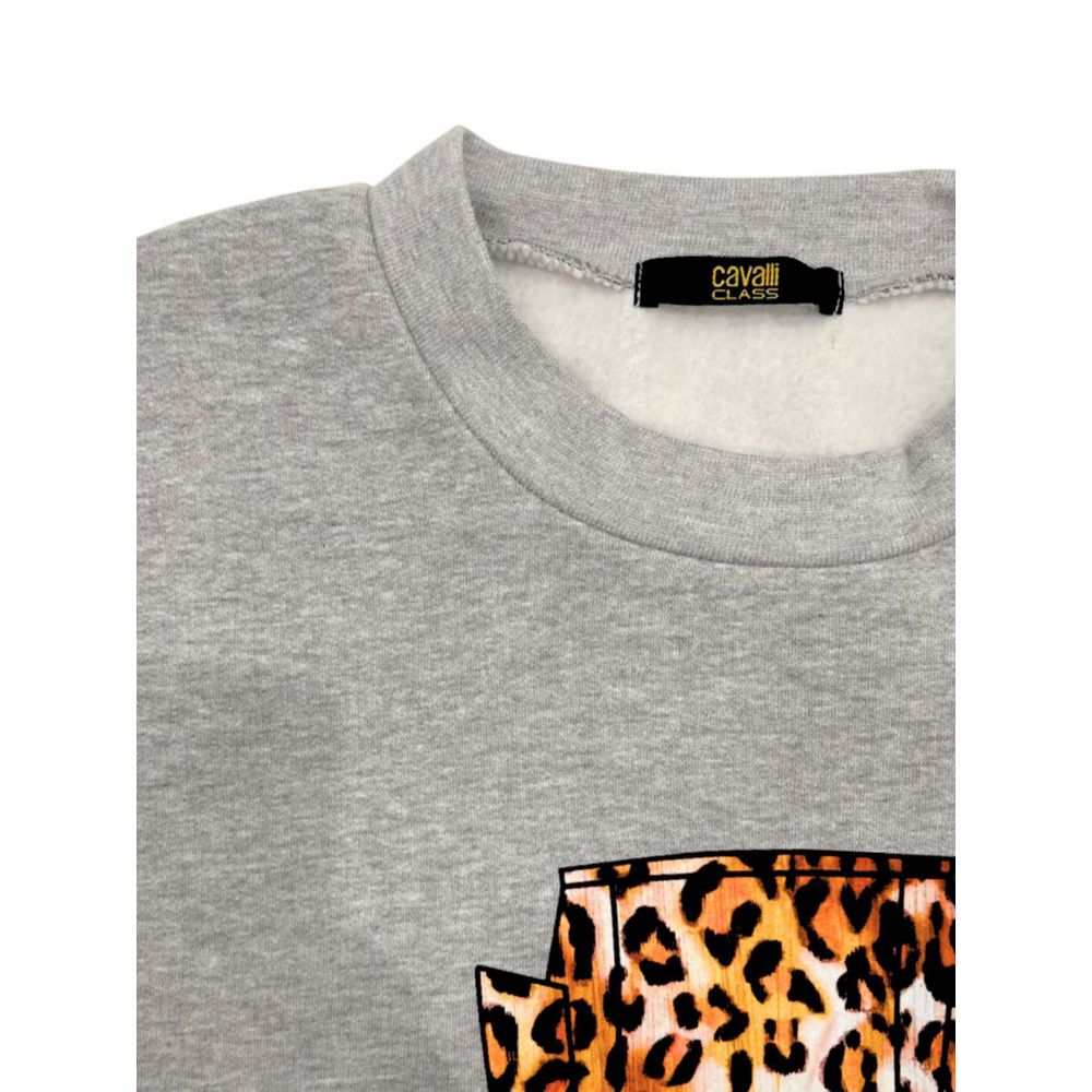 Cavalli Class Grauer Polyester-Hoodie für Damen