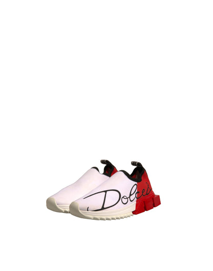 Dolce &amp; Gabbana Weiß Rot Low Top Sorrento Sneakers Schuhe