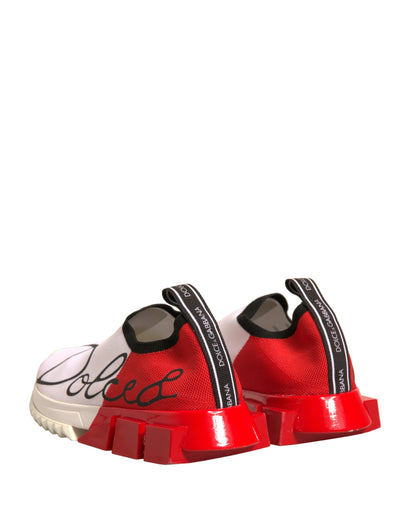 Dolce &amp; Gabbana Weiß Rot Low Top Sorrento Sneakers Schuhe