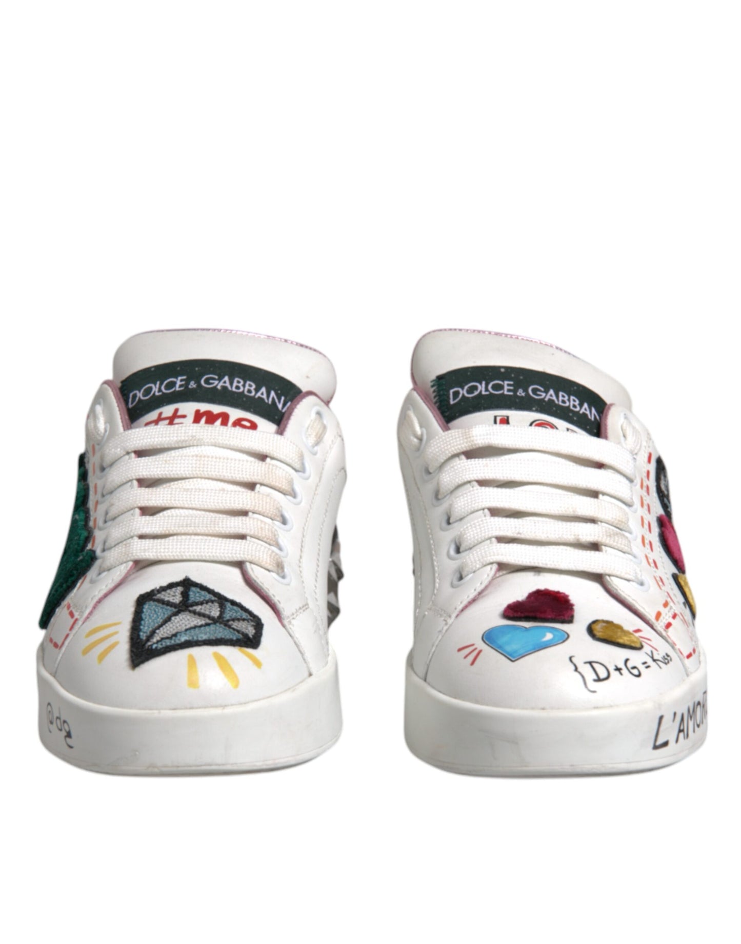 Dolce &amp; Gabbana Weiße Pailletten Kristall Low Top Sneakers Schuhe