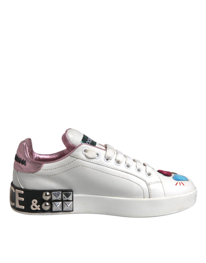 Dolce &amp; Gabbana Weiße Pailletten Kristall Low Top Sneakers Schuhe