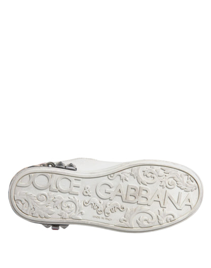 Dolce &amp; Gabbana Weiße Pailletten Kristall Low Top Sneakers Schuhe