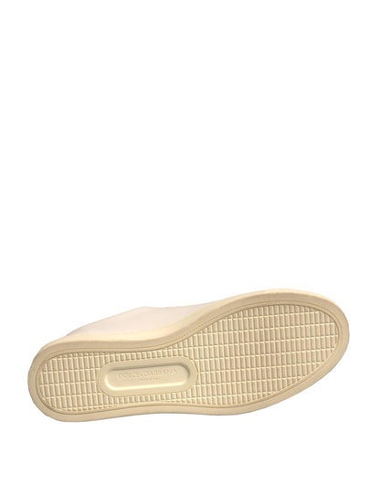 Dolce &amp; Gabbana Weiße Leder Gold Rote Herz Sneakers Schuhe