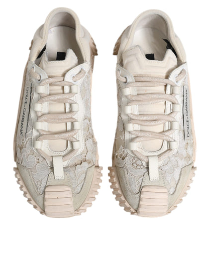 Dolce &amp; Gabbana Weiße Spitze NS1 Low Top Sneaker Sportschuhe