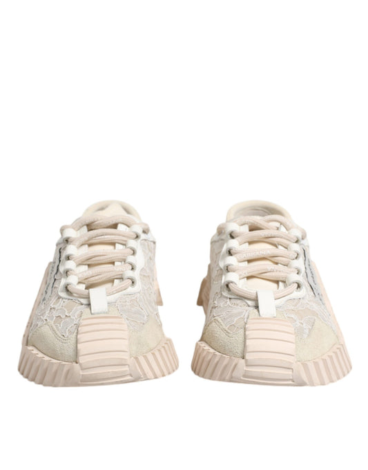 Dolce &amp; Gabbana Weiße Spitze NS1 Low Top Sneaker Sportschuhe