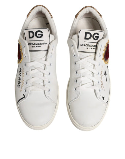 Dolce &amp; Gabbana – Weiße Sneakers aus Leder mit Herzverzierung
