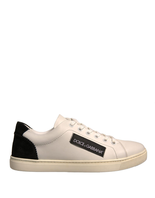 Dolce &amp; Gabbana Weiße Wildleder Low Top Sneakers Schuhe