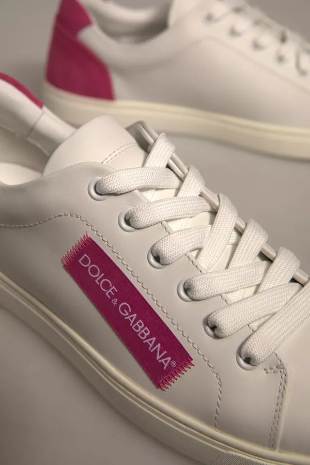 Dolce &amp; Gabbana Weiße Wildleder Low Top Sneakers Schuhe