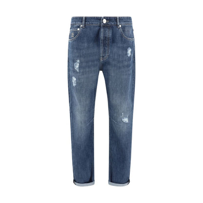Brunello Cucinelli Blaue Baumwoll-Jeans mit geradem Bein