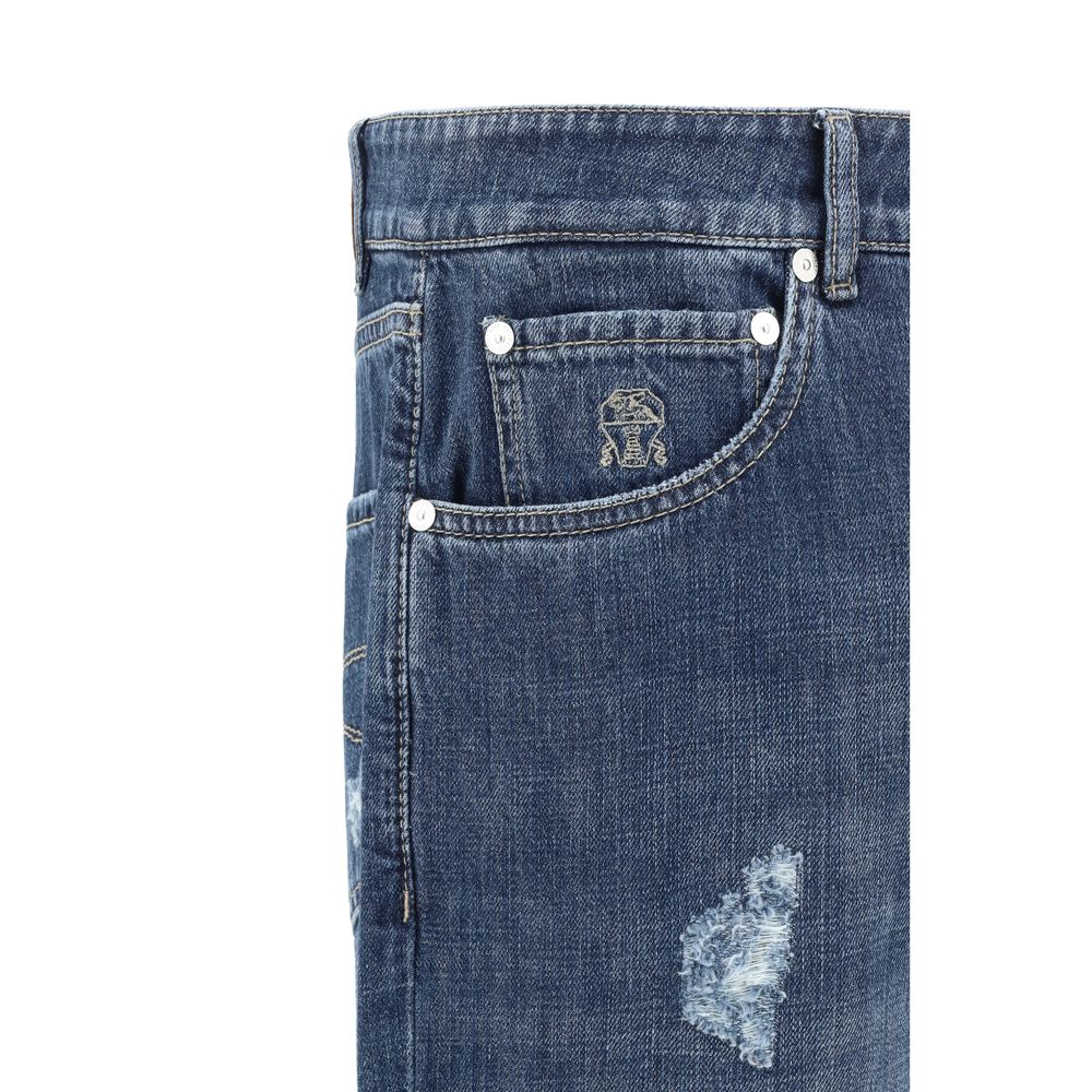 Brunello Cucinelli Blaue Baumwoll-Jeans mit geradem Bein