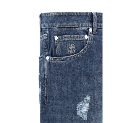 Brunello Cucinelli Blaue Baumwoll-Jeans mit geradem Bein