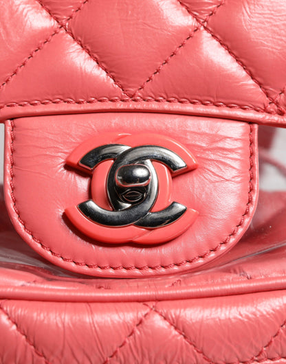 Chanel Pink Vinyl Leder Rucksack Handtasche Tasche