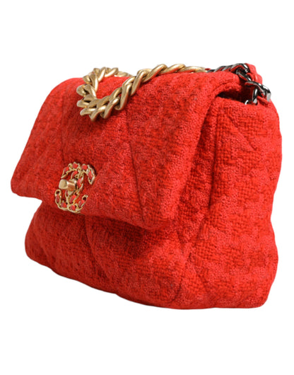 Chanel Red Tweed 2WAY Hand Chain Medium Umhängetasche