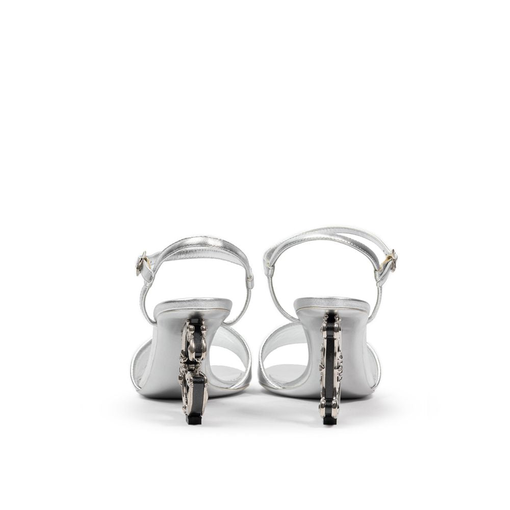 Dolce &amp; Gabbana Sandalen mit Stiletto-Absatz aus grauem Leder