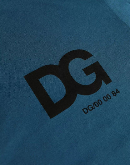 Dolce &amp; Gabbana – Blaues T-Shirt aus Baumwolle mit Rundhalsausschnitt und kurzen Ärmeln