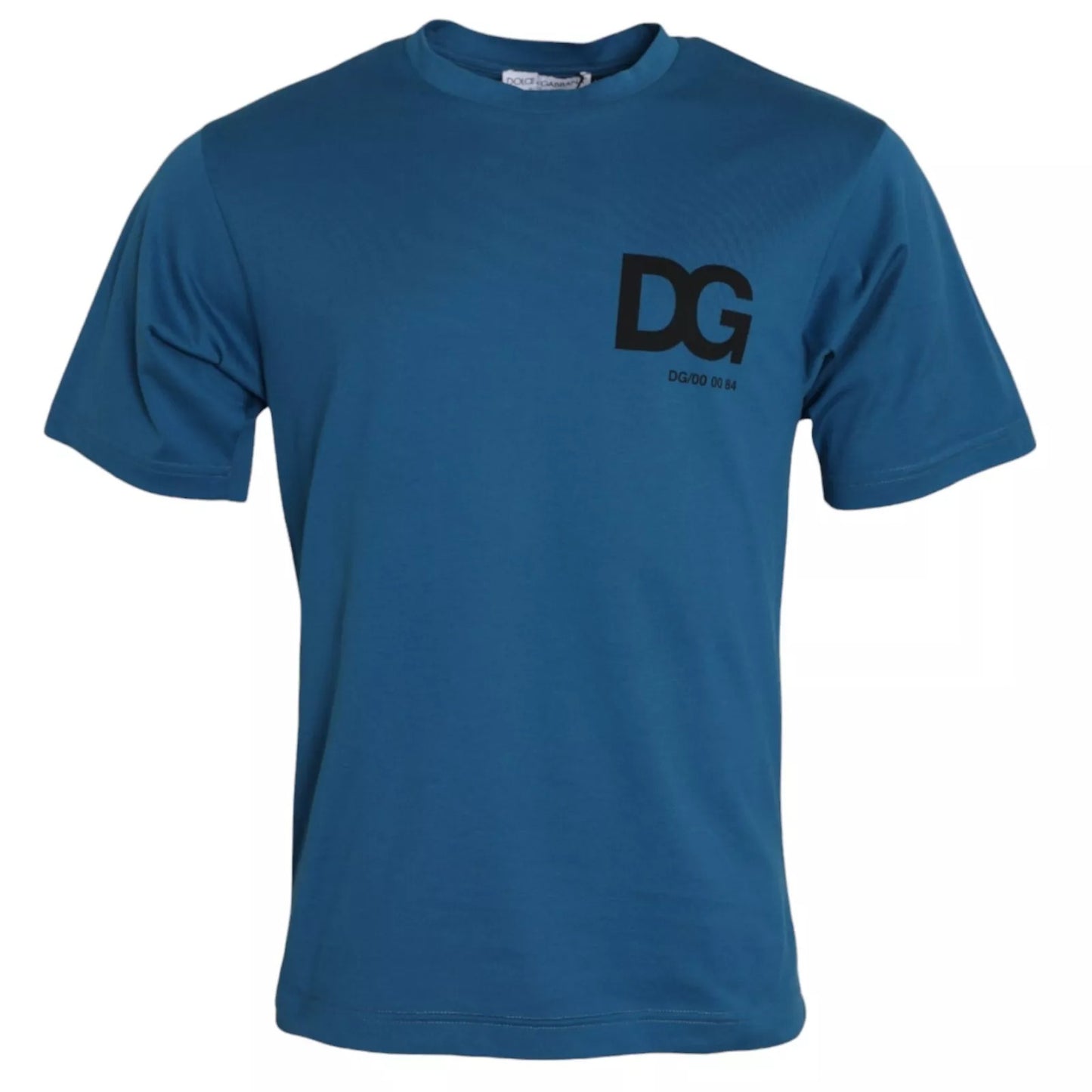 Dolce &amp; Gabbana – Blaues T-Shirt aus Baumwolle mit Rundhalsausschnitt und kurzen Ärmeln
