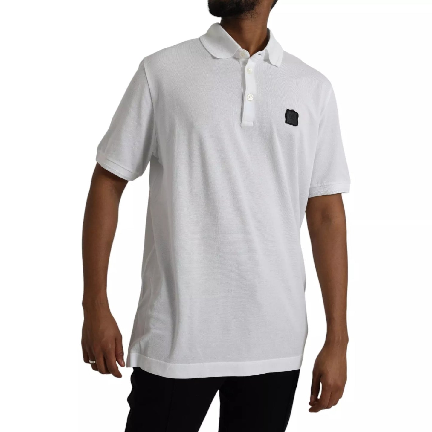 Dolce &amp; Gabbana – Weißes, kurzärmliges T-Shirt mit Logo und Kragen