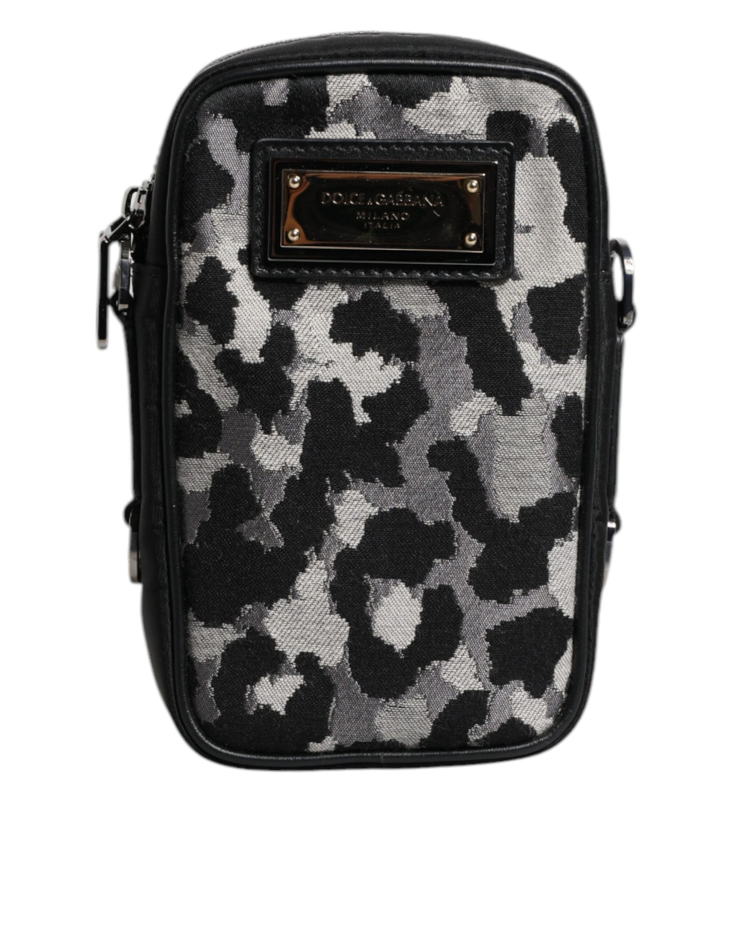 Dolce &amp; Gabbana – Mehrfarbige Umhängetasche aus Jacquard mit Camouflage-Muster und Logo-Schild