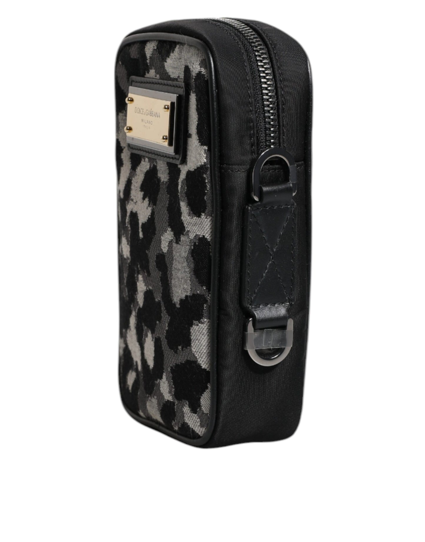 Dolce &amp; Gabbana – Mehrfarbige Umhängetasche aus Jacquard mit Camouflage-Muster und Logo-Schild