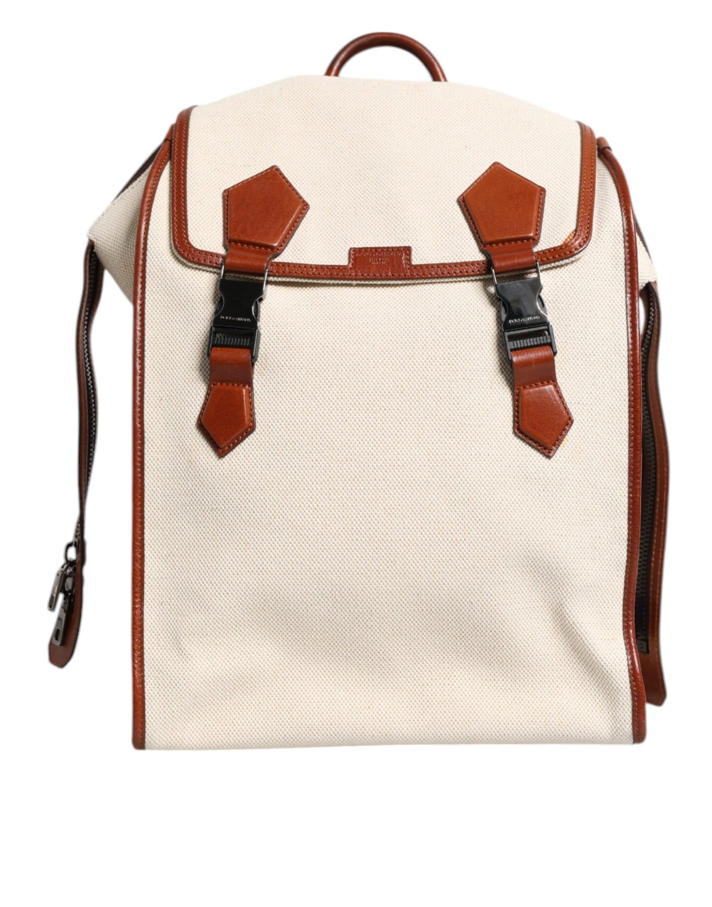 Dolce &amp; Gabbana Beige Braun Canvas Leder EDGE Reise Herren Rucksack Tasche