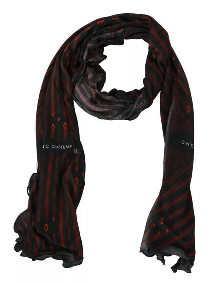 Costume National Schwarz-Roter Viskose-Foulard Markenschal