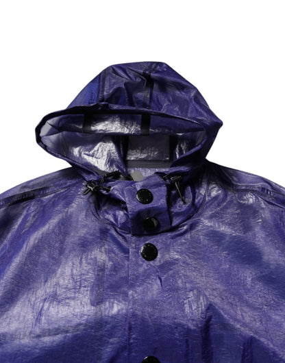 Dolce &amp; Gabbana Dunkelblaue Regenjacke aus Baumwolle mit Kapuze für Herren
