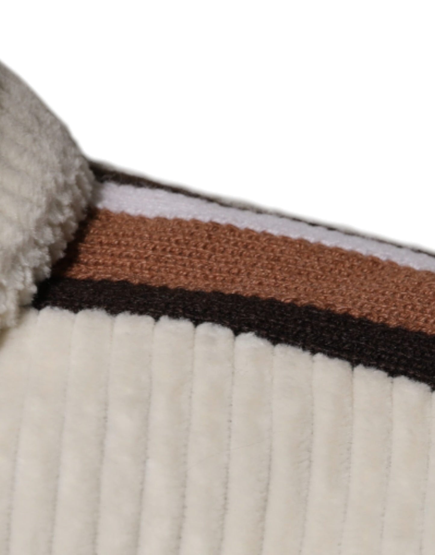 Dolce &amp; Gabbana – Beigefarbene Cordjacke aus Baumwollcord mit durchgehendem Reißverschluss und Logo-Applikation