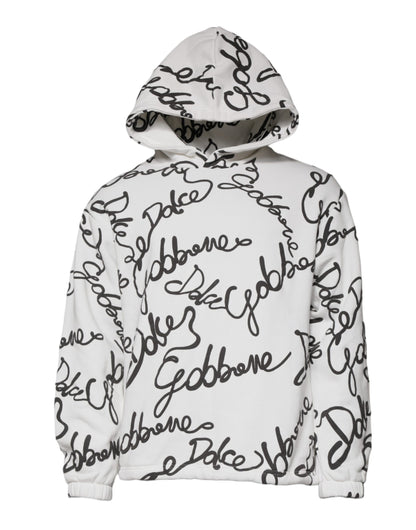 Dolce &amp; Gabbana – Weißes Baumwoll-Kapuzensweatshirt mit Logo