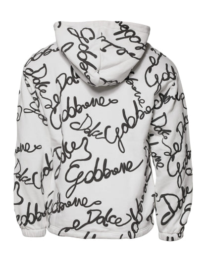 Dolce &amp; Gabbana – Weißes Baumwoll-Kapuzensweatshirt mit Logo