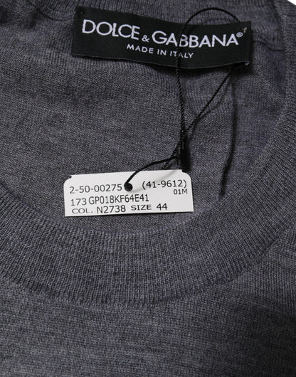 Dolce &amp; Gabbana Grauer Kaschmirpullover mit Rundhalsausschnitt